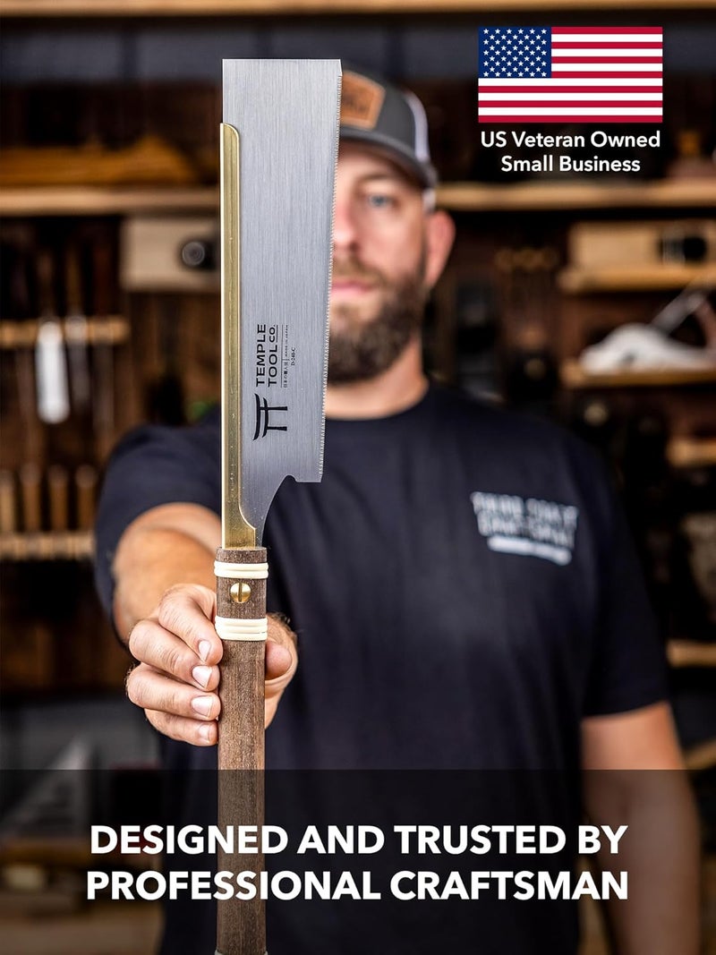 Temple Tool Co. Japanese Pull Saw - Crosscut 9.5 - Hand Saw for Joinery Crosscuts, Kumiko, Tenon Shoulders - Image 2
